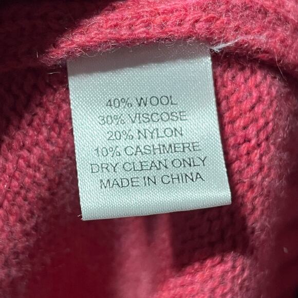 Tuckernuck Sweater Pink Wool Cashmere Chunky Cozy Knit Hi Lo Ribbed Sleeve Hem M - Picture 6 of 6